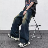 Jean baggy bleu – Pantalon large délavé de la rue coréenne High Street